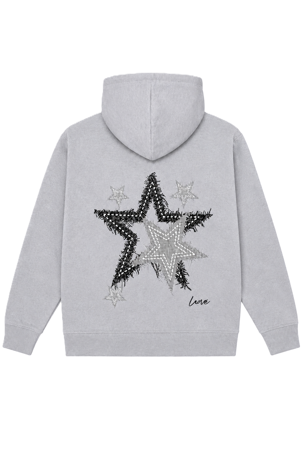 LAOVE Stars Patch Hoodie - Grey