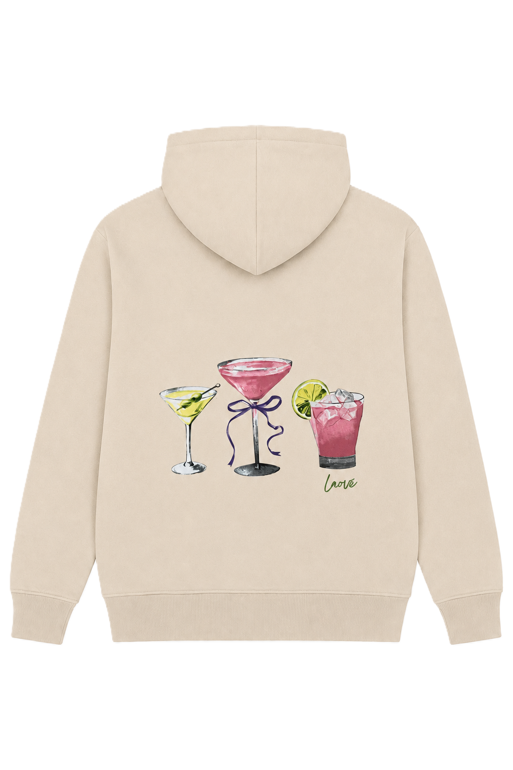 LAOVE Hoodie Pink Drinks - Beige